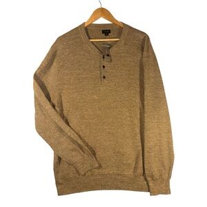 J. Crew Henley Pull Over Sweater 100% Cotton NWT Sand Brown w/Buttons Size XXL
